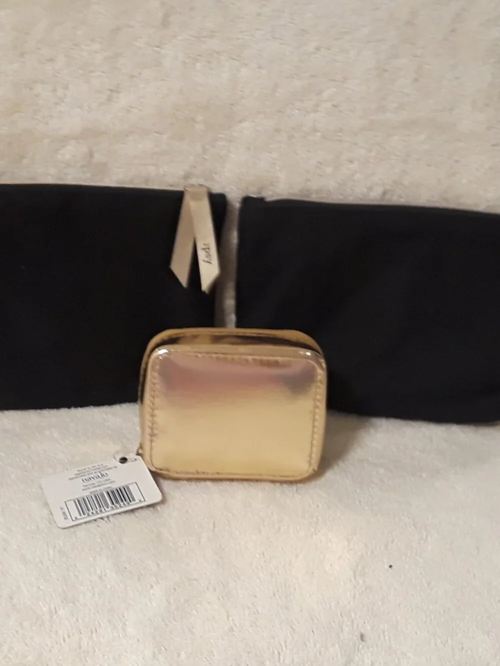 Glam Cosmetic Travel Set 4Pc Ipsy Black/Gold Makeup Pouches + NWT Pill Orgz+Case